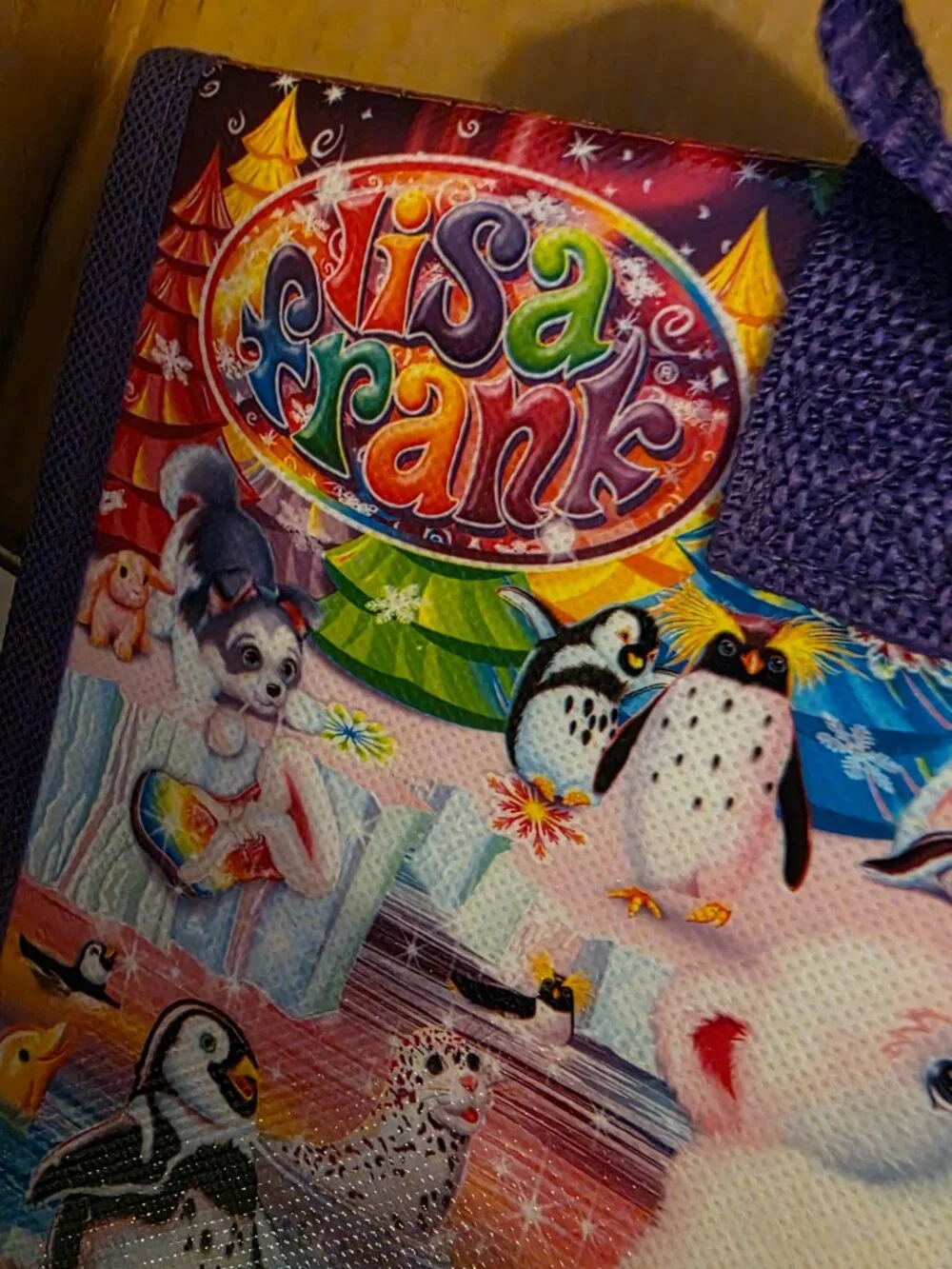 Lisa Frank Tikanni Puzzle Keeper Organizer Case w/ 3 Mini Puzzles Rainbow Husky